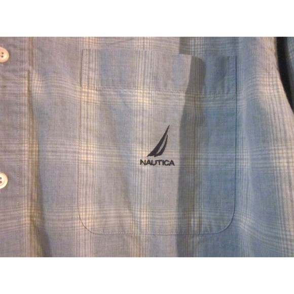 Nautica Shirt Mens XLarge Long Sleeve Button Front Pockets Long Sleeve Blue - Picture 3 of 4